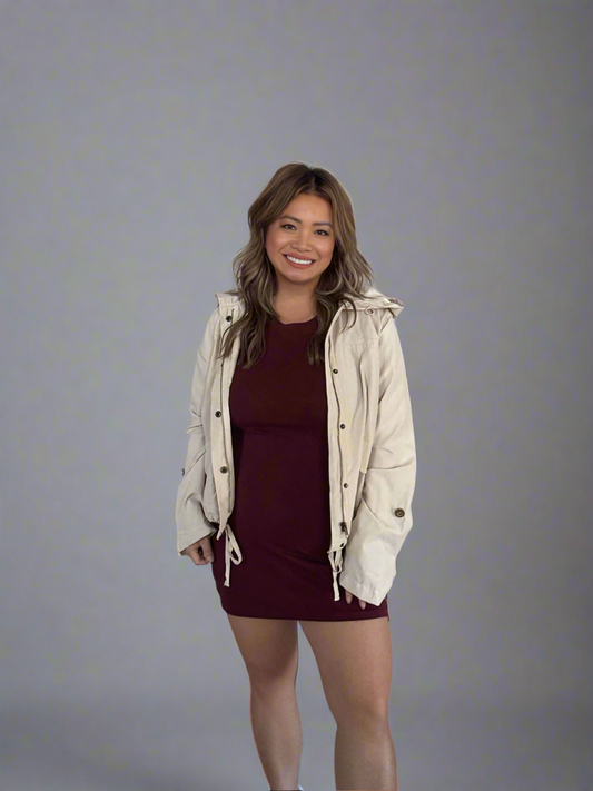 Snap Button Zip Up Hoodie