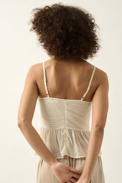 Ruffled Chiffon Ruched Peplum Cami Top