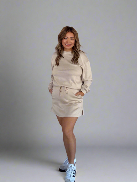 Pullover Drawstring Mini Skirt 2-Piece Outfit