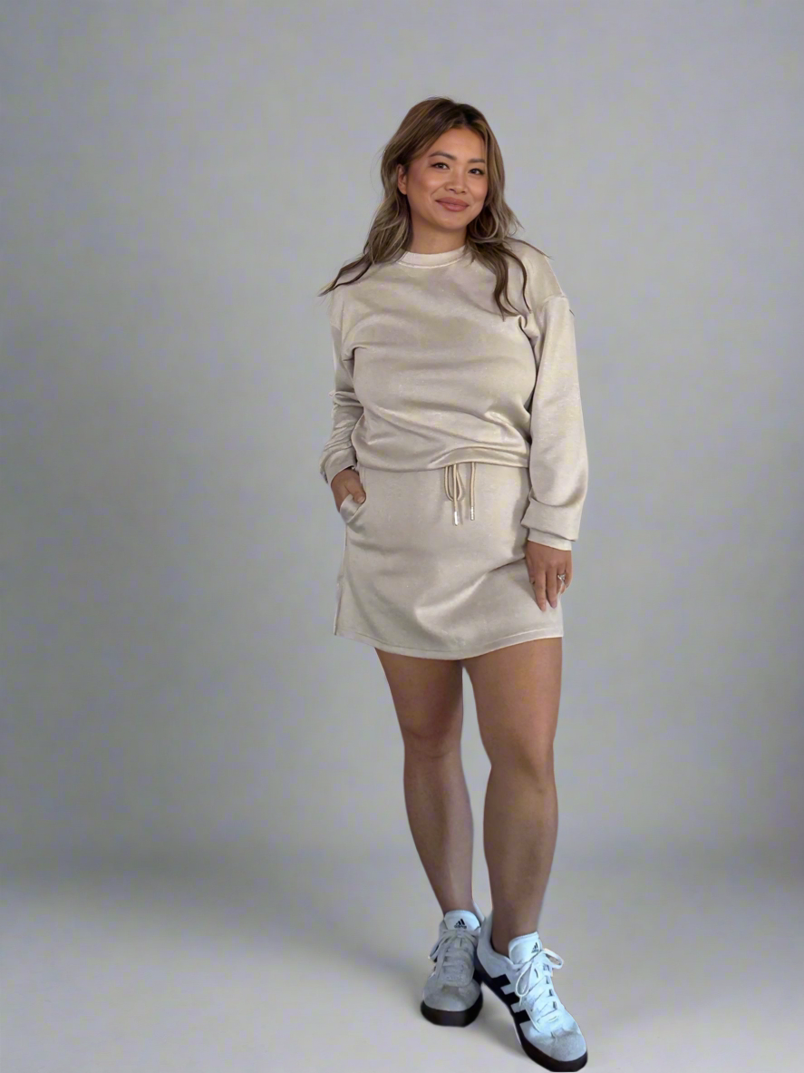 Pullover Drawstring Mini Skirt 2-Piece Outfit