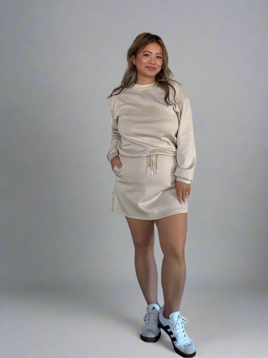 Pullover Drawstring Mini Skirt 2-Piece Outfit