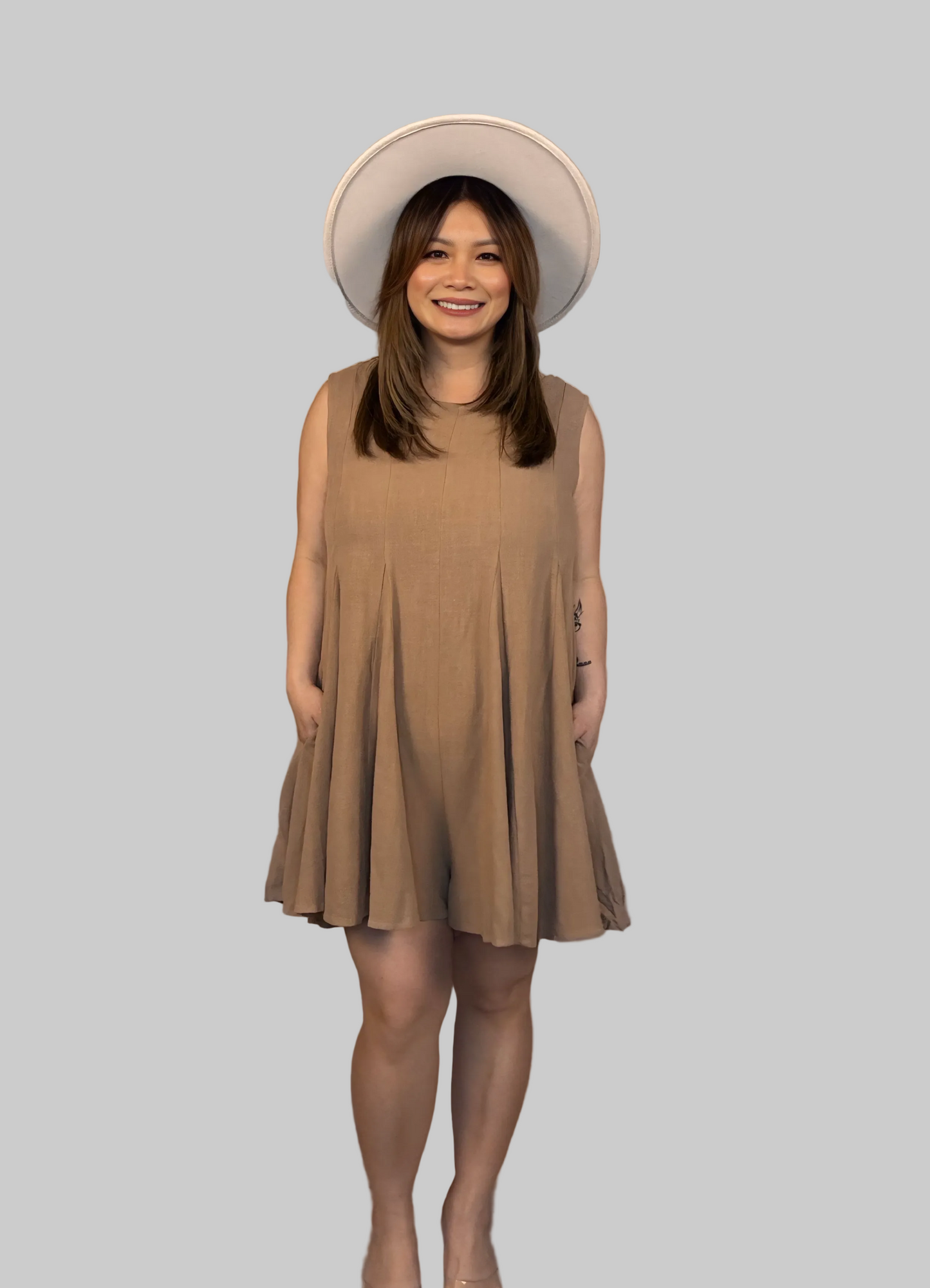 GODET DETAIL WIDE LEG ROMPER