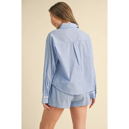 Long Sleeve Button Down Striped Pajama Set