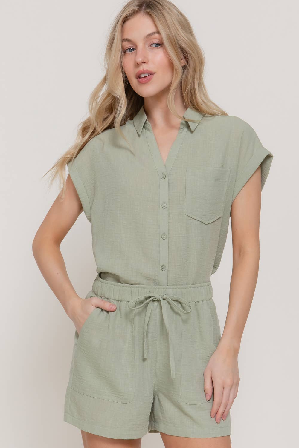 Dolman Short Sleeve Shirt & Shorts Linen Set