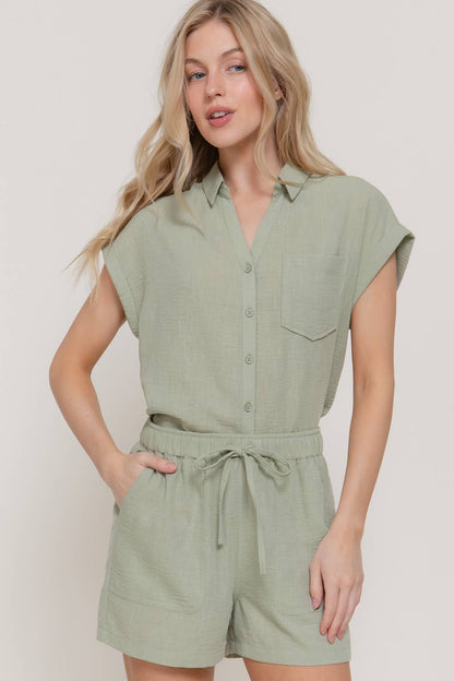 Dolman Short Sleeve Shirt & Shorts Linen Set