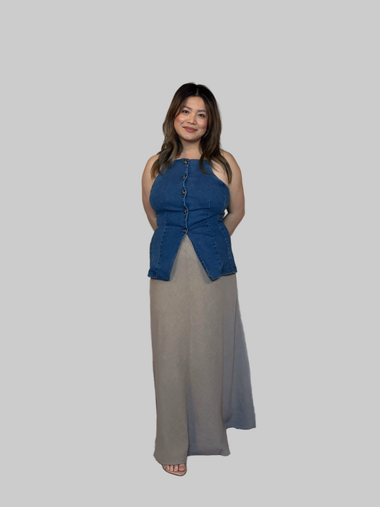 Elastic Waist Detail Long Skirt