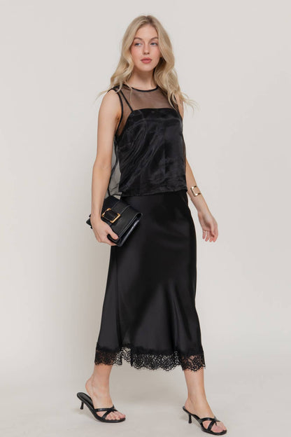 Sleeveless Round Neck Organza Blouse with Inner Camisole