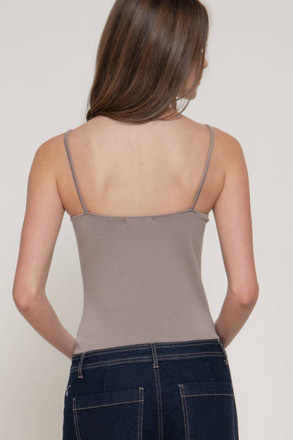 Sleeveless Straight Neckline Cami Soft Modal Scuba Bodysuit