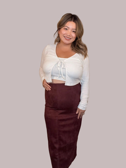 RIBBED KNIT CARDIGAN AND TANK TOP SET