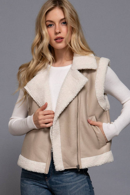 Faux Leather Inner Fur Vest