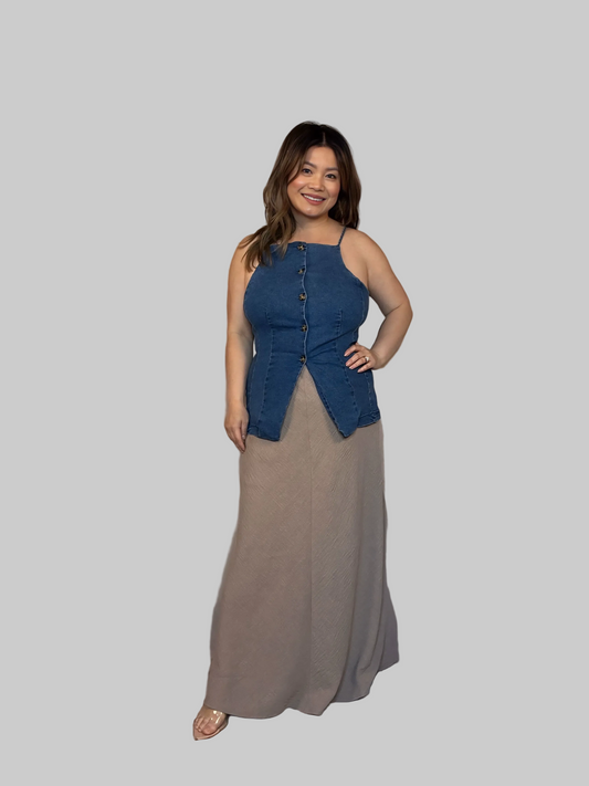 Elastic Waist Detail Long Skirt