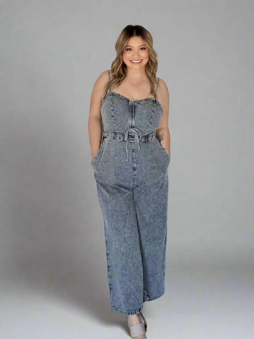Acid Wash Denim Jumpsuit