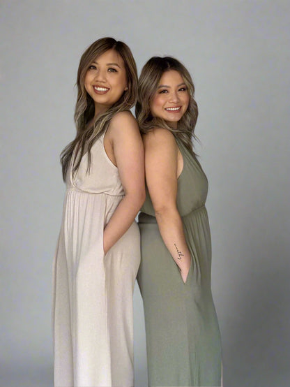 Surplice Bodice Wide Leg Jumpsuit