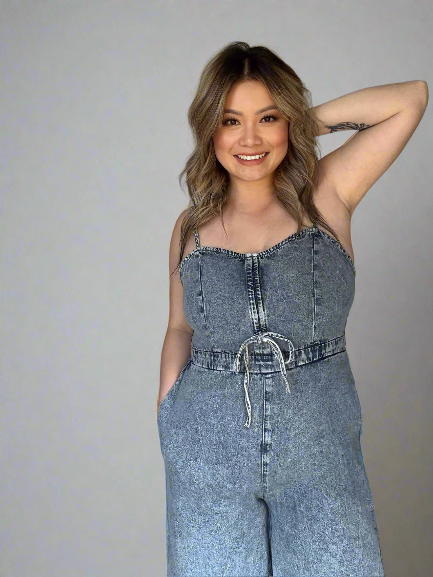 Acid Wash Denim Jumpsuit