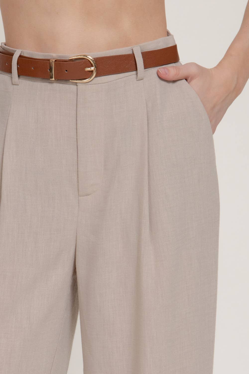 Belted Straight Leg Pants