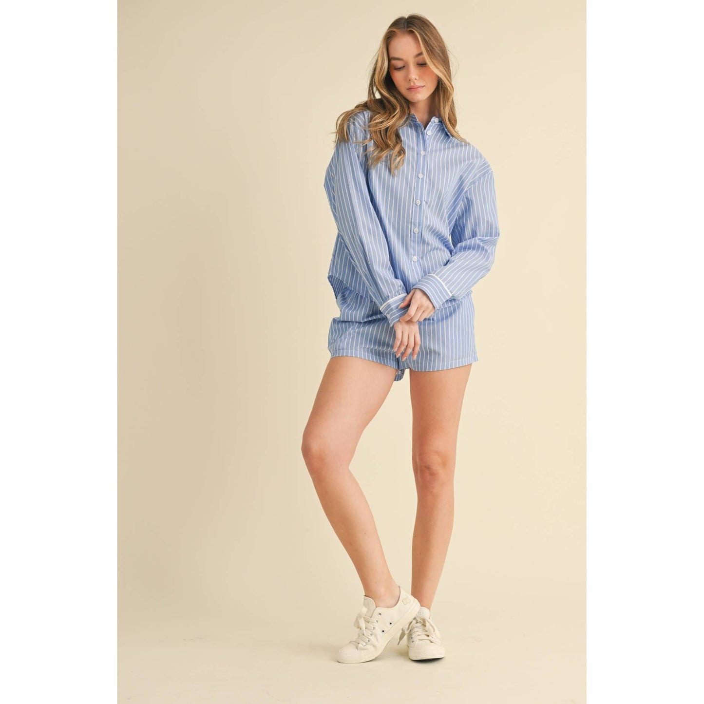 Long Sleeve Button Down Striped Pajama Set