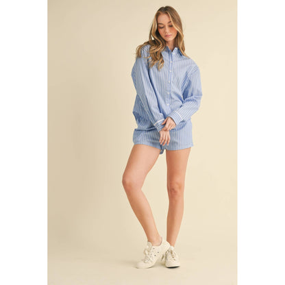 Long Sleeve Button Down Striped Pajama Set