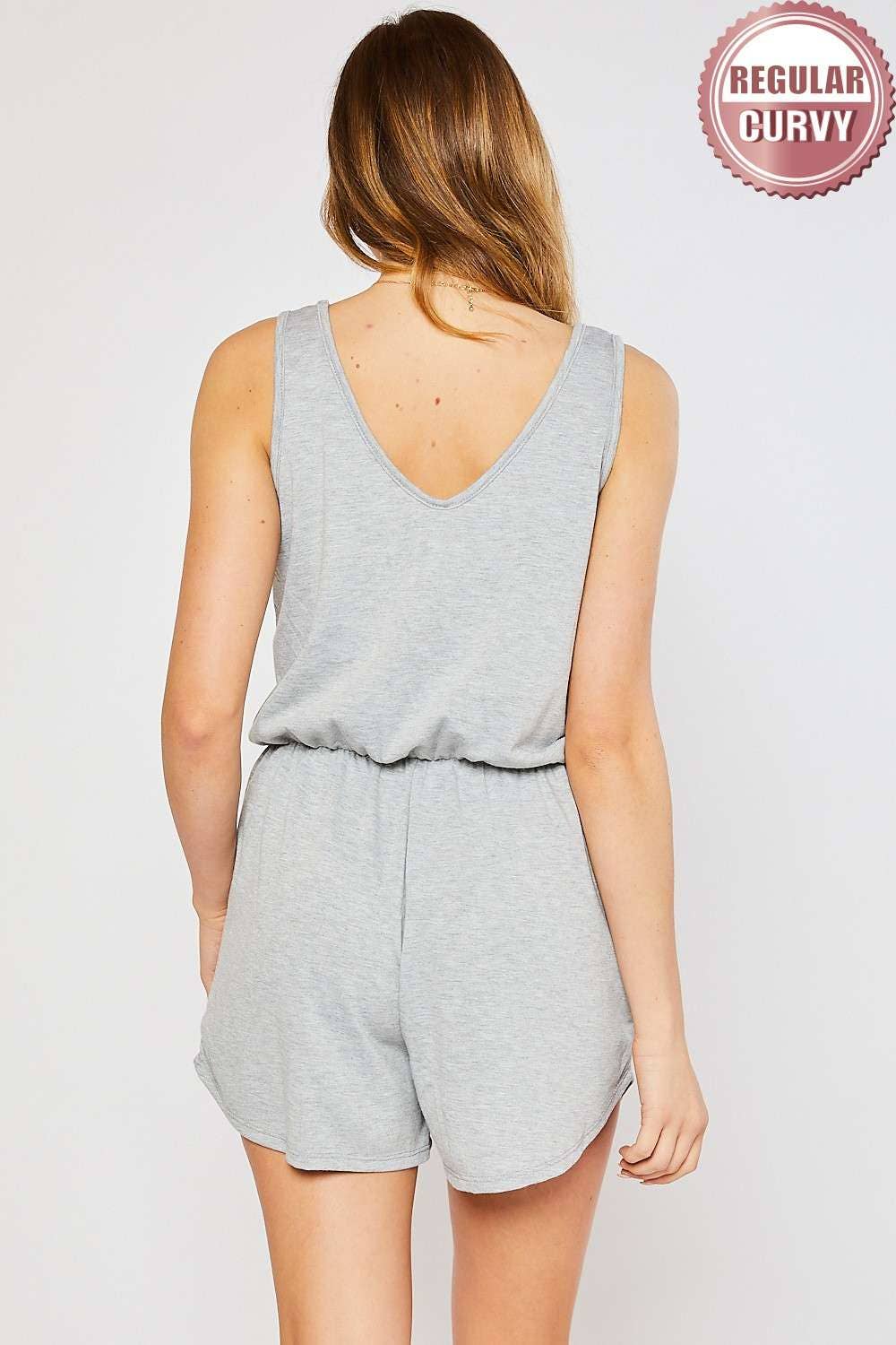 FRENCH TERRY V-NECK SLEEVELESS ROMPER