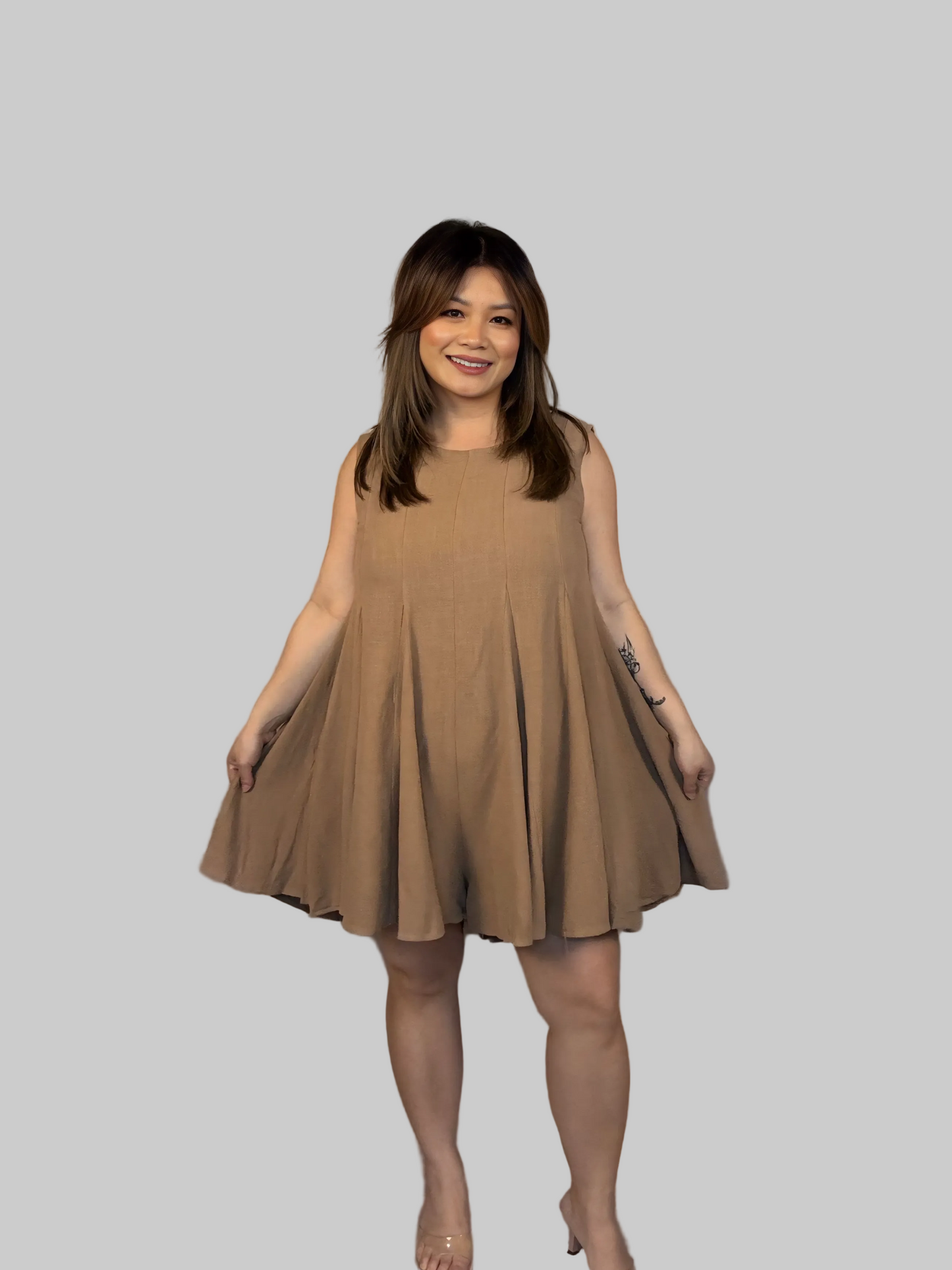 GODET DETAIL WIDE LEG ROMPER