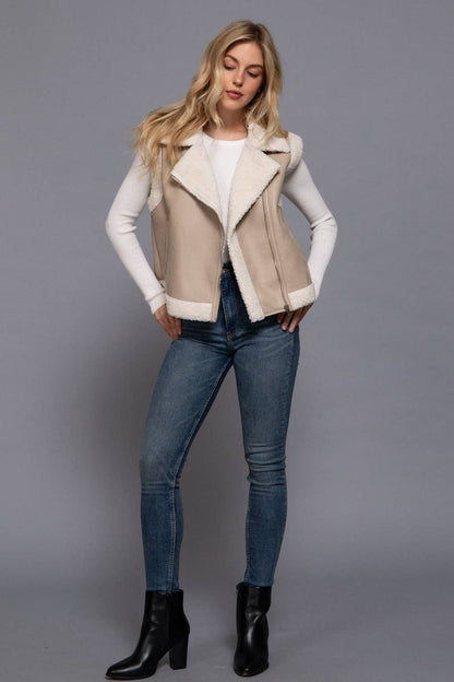 Faux Leather Inner Fur Vest
