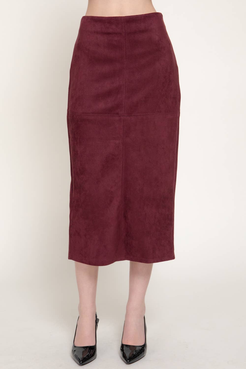 High Waist Faux Suede Pencil Skirt