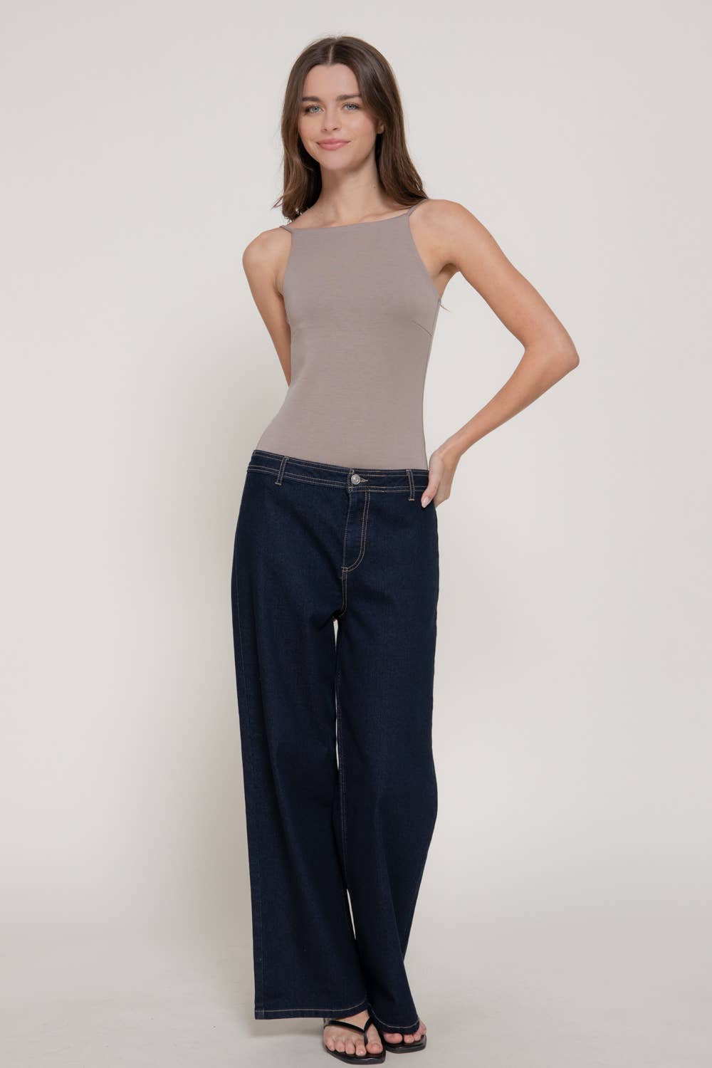 Sleeveless Straight Neckline Cami Soft Modal Scuba Bodysuit