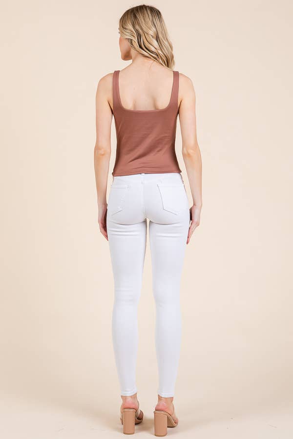 V-NECK BASIC DOUBLE LAYERS TANK TOP