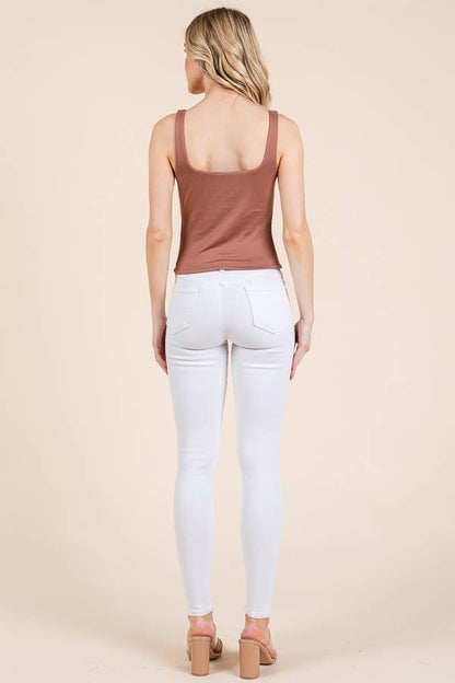 V-NECK BASIC DOUBLE LAYERS TANK TOP