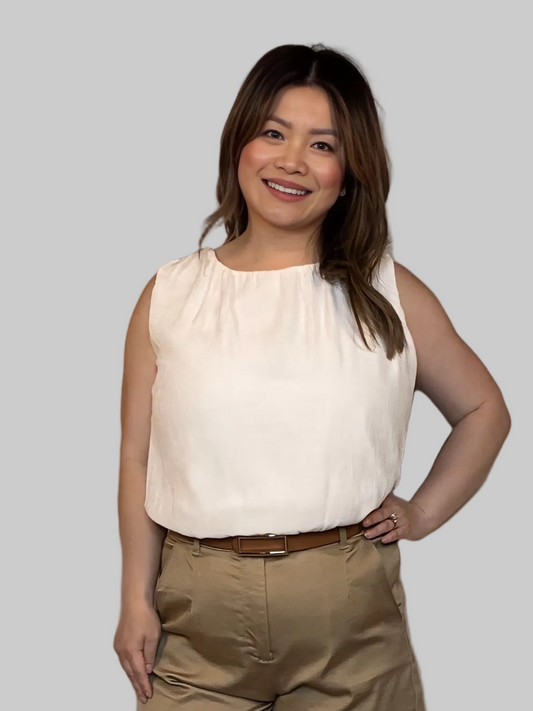 Sleeveless Round Neck Balloon Fit Crinkle Woven Top