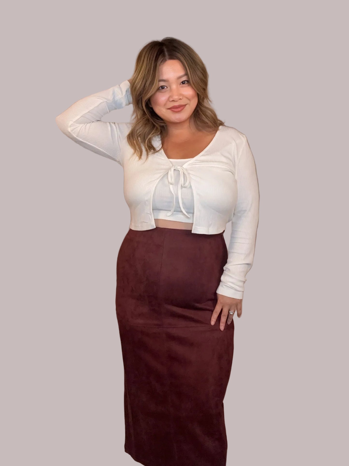 RIBBED KNIT CARDIGAN AND TANK TOP SET