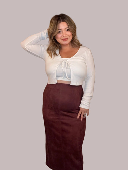 RIBBED KNIT CARDIGAN AND TANK TOP SET