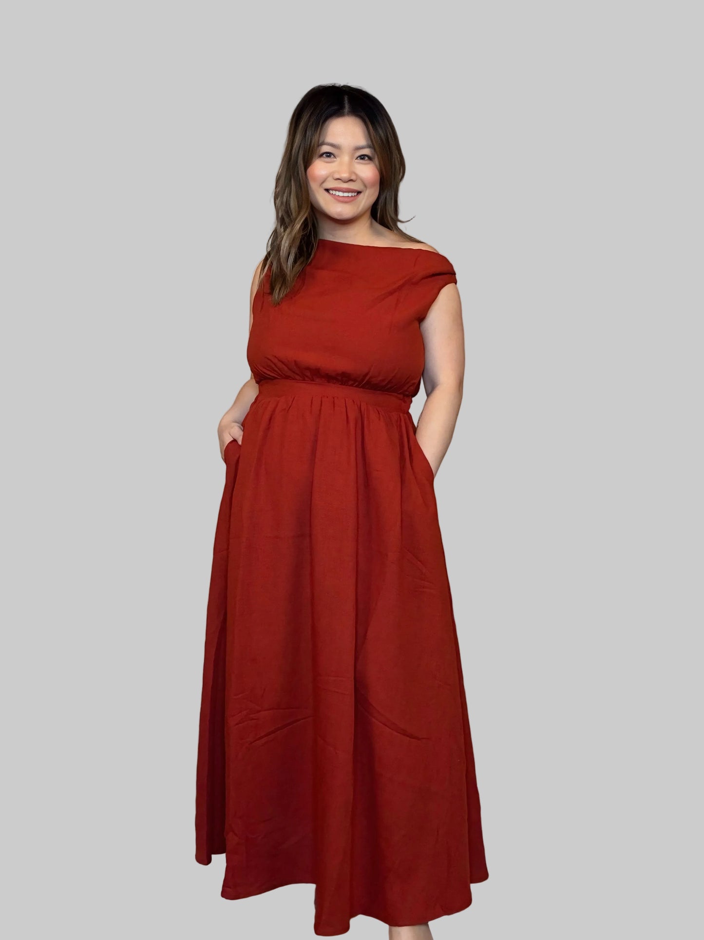 Asymmetrical Neckline A-Line Dress