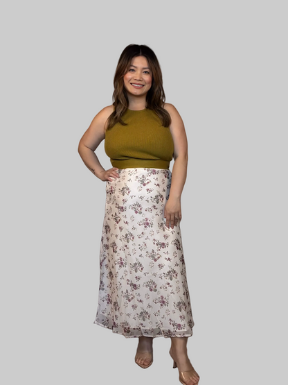Floral Print Bias Skirt