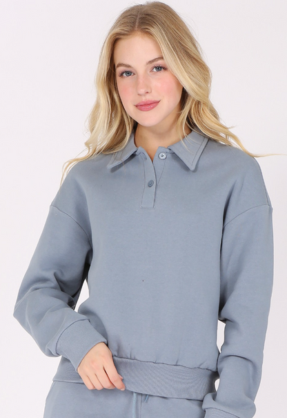 Skirt and Polo Solid Fleece 2-Piece Set