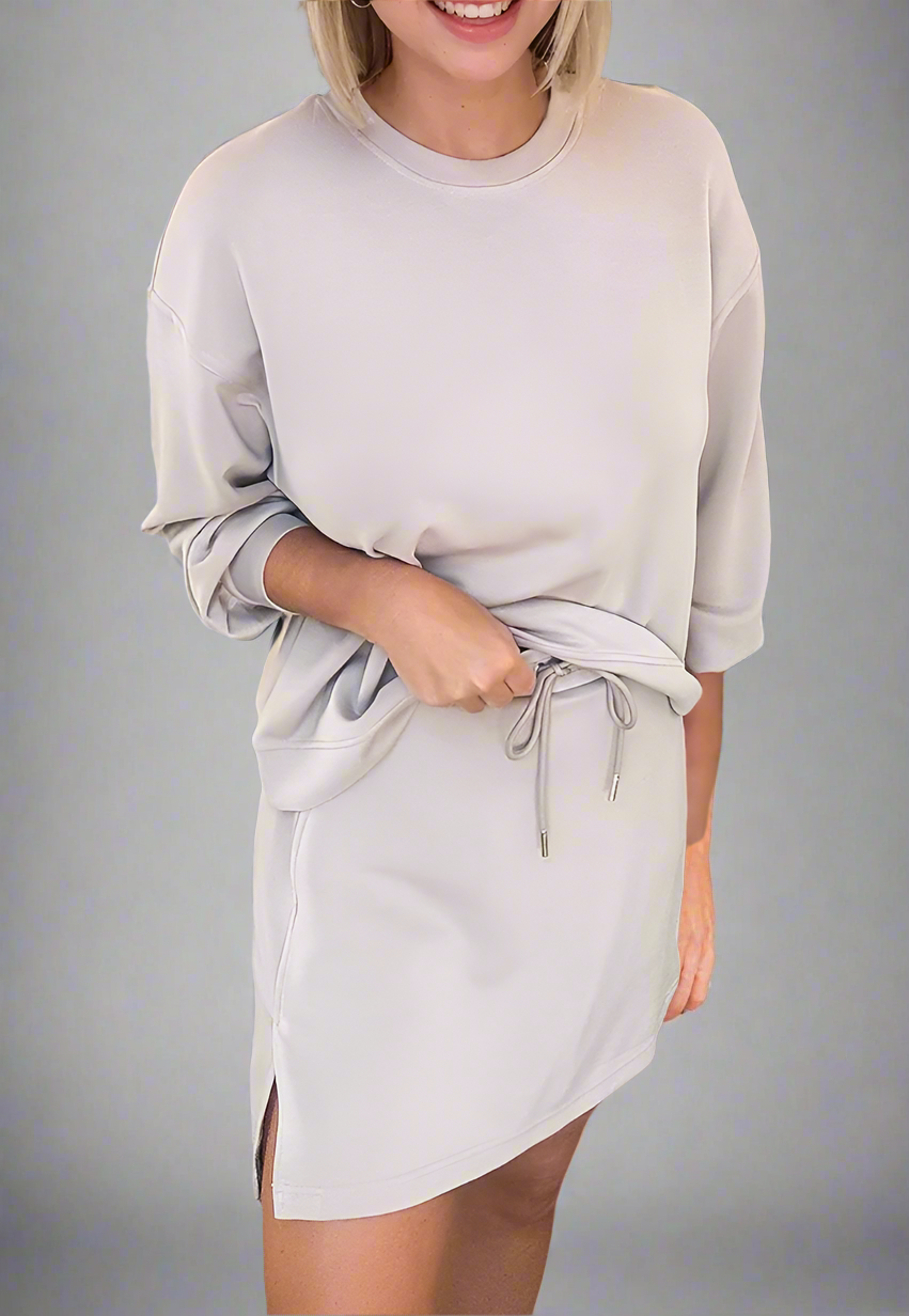 Pullover Drawstring Mini Skirt 2-Piece Outfit