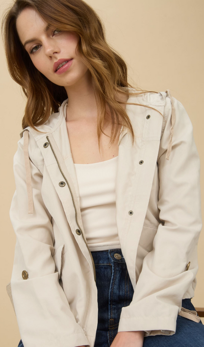 Snap Button Zip Up Hoodie