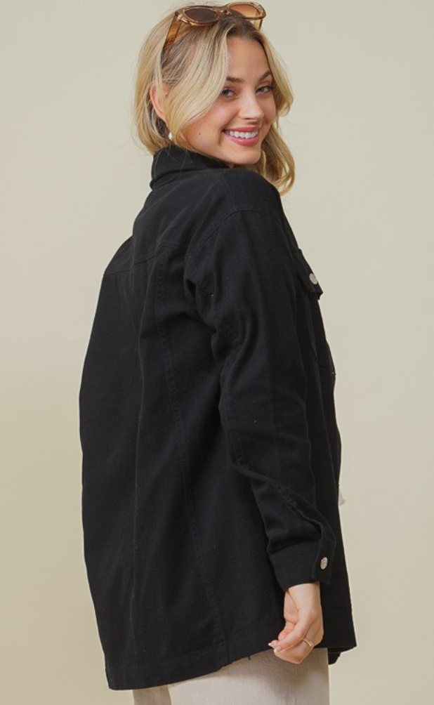 Oversized Black Denim Jacket