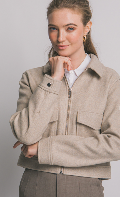 Zip-up Flat Pocket Jacket