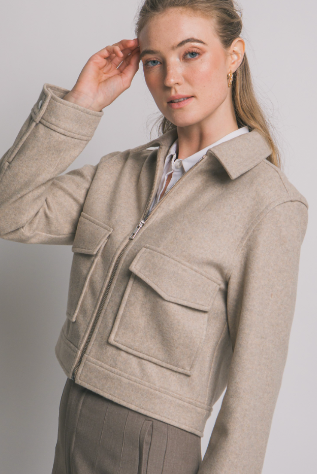 Zip-up Flat Pocket Jacket