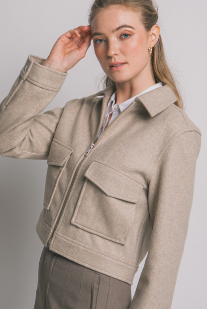 Zip-up Flat Pocket Jacket