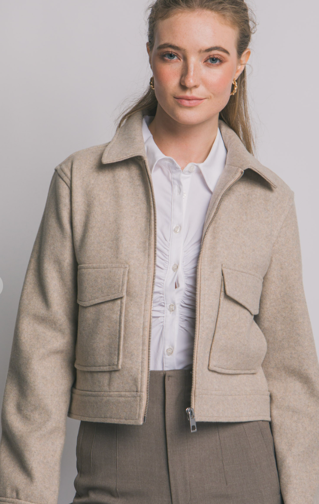 Zip-up Flat Pocket Jacket