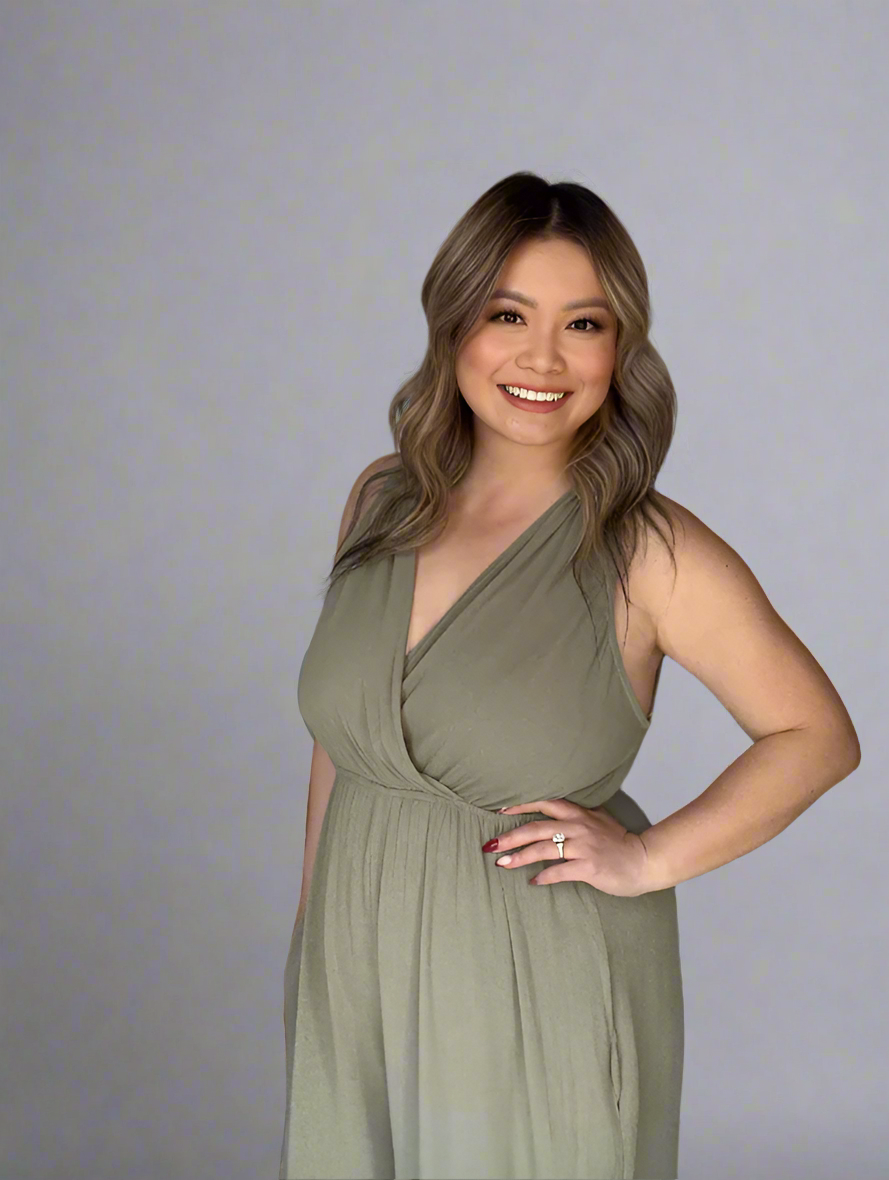 Surplice Bodice Wide Leg Jumpsuit