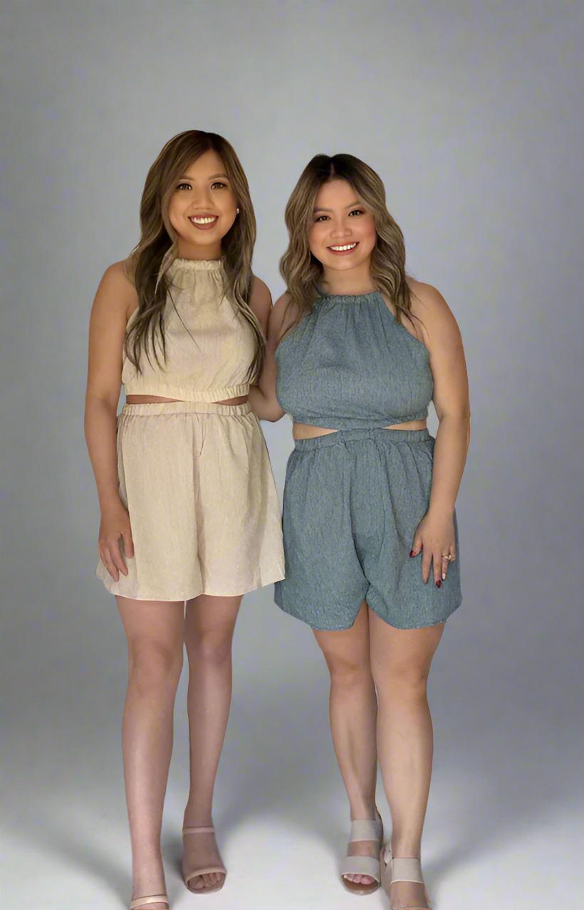 Halter neck Side Cutout Relaxed Fit Romper