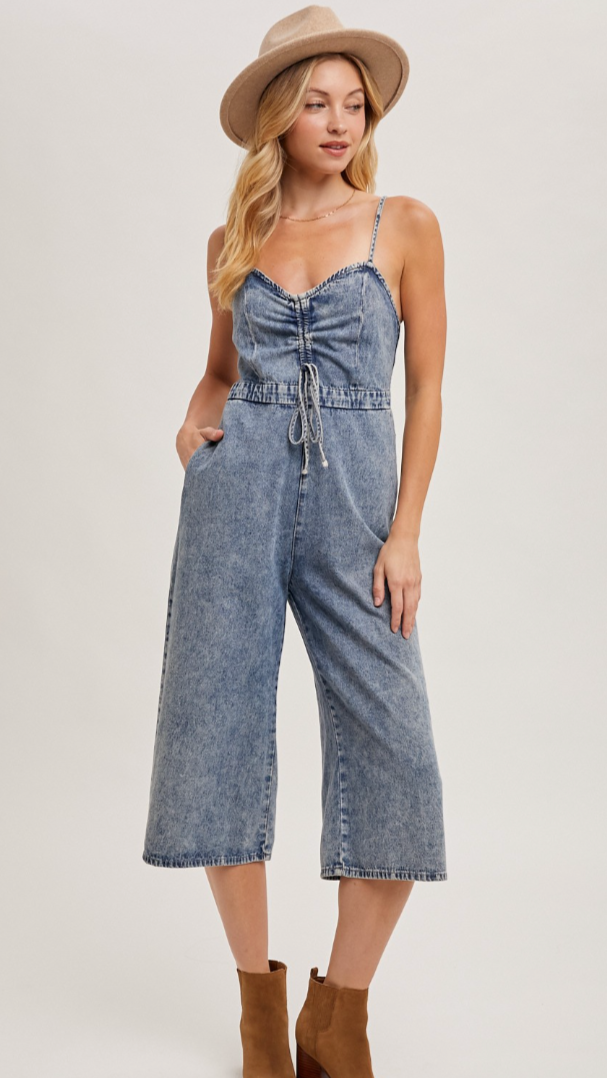 Acid Wash Denim Jumpsuit