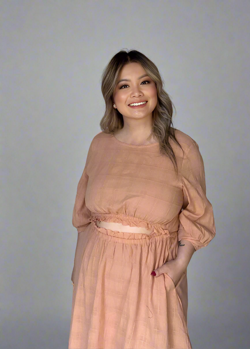 Textured Cotton Front Cut Out Dolman Sleeve Dress