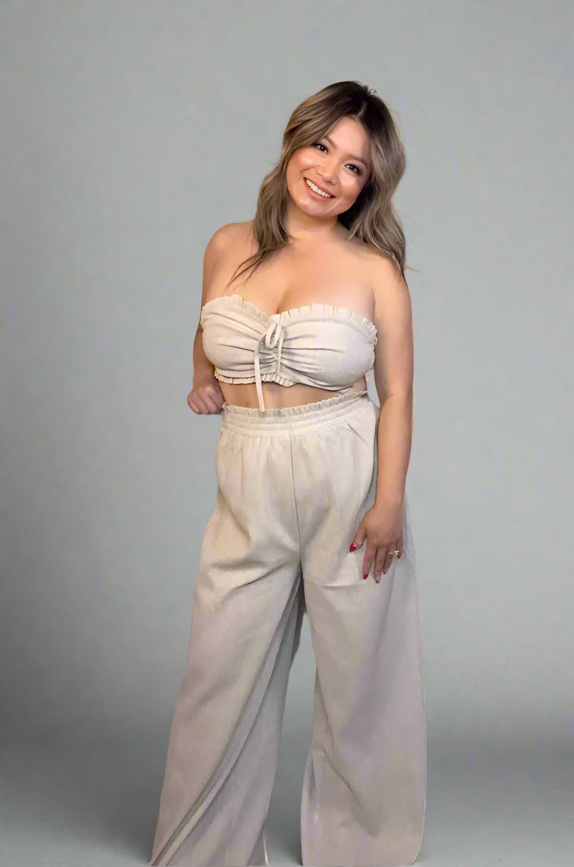 Adjustable Bandeau Top And Pants Set