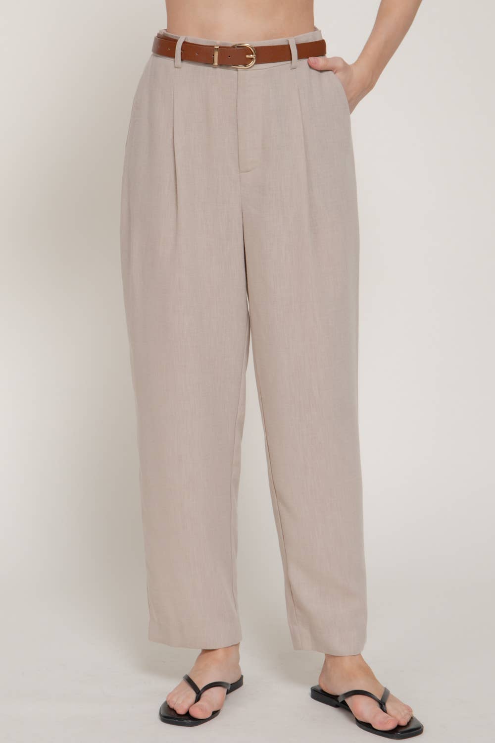 Belted Straight Leg Pants
