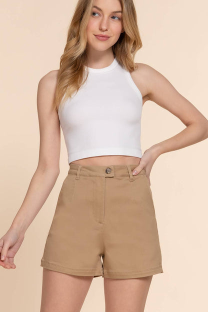 High Waist Side Pocket Stretch Shorts