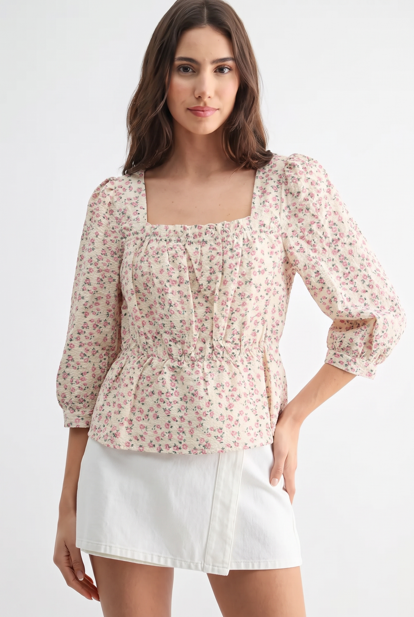 Floral Square Neck Blouse