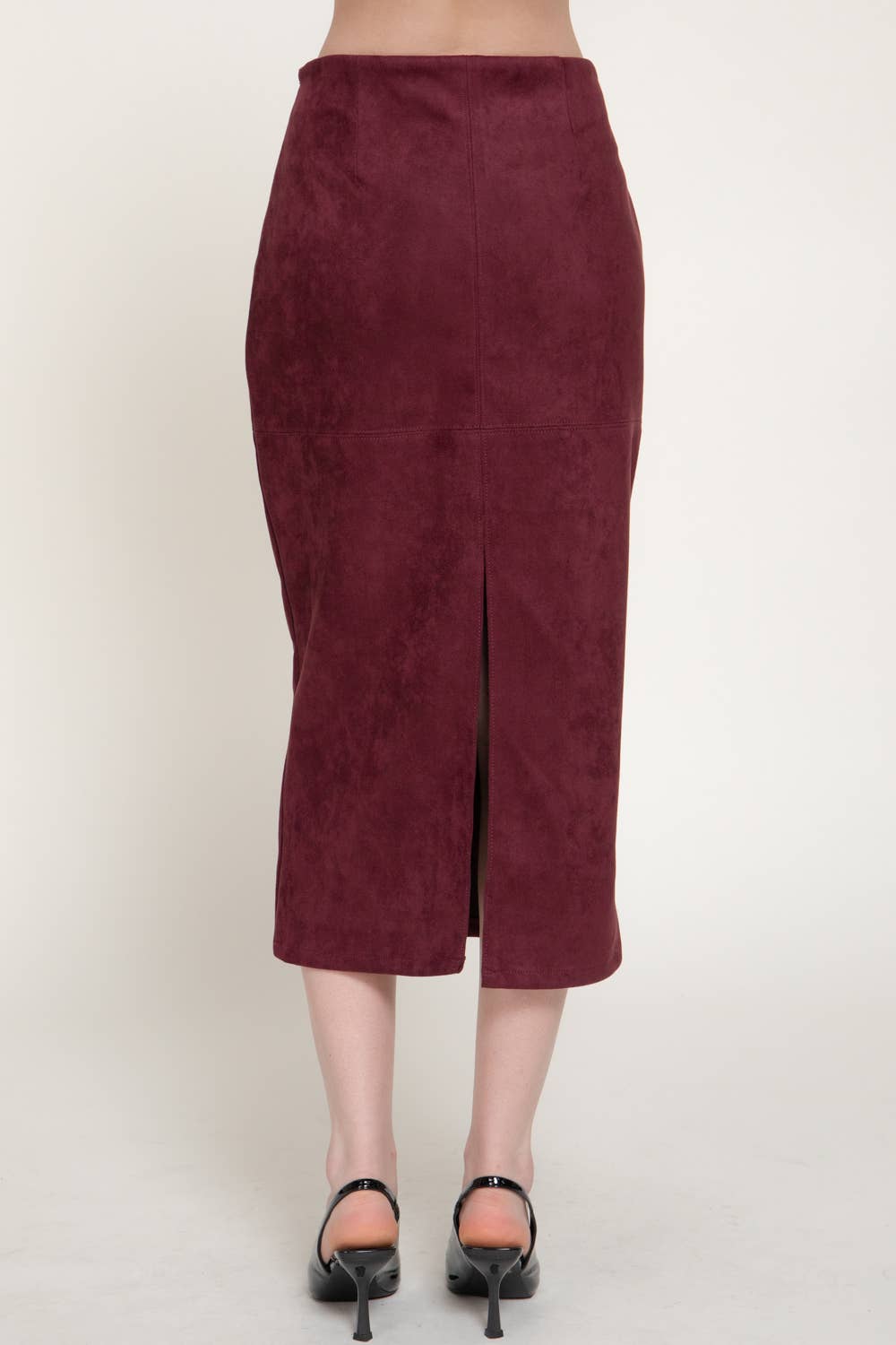 High Waist Faux Suede Pencil Skirt